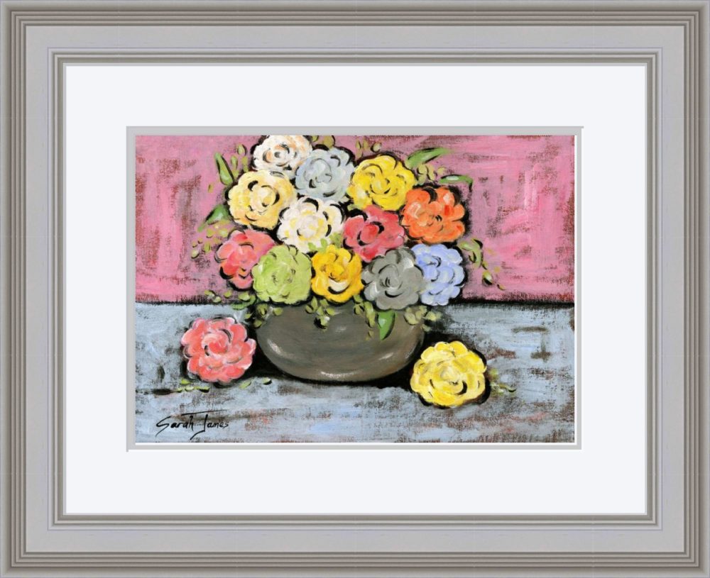 Carnations Print in Grey Frame