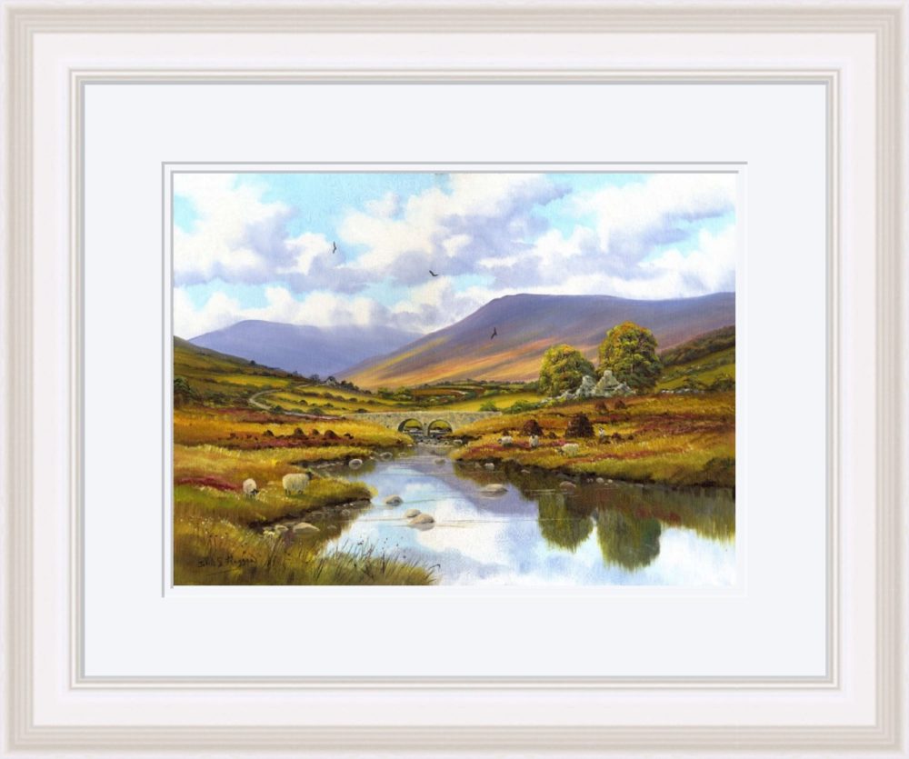 Sheep In The Glenelly Print (Large) in White Frame
