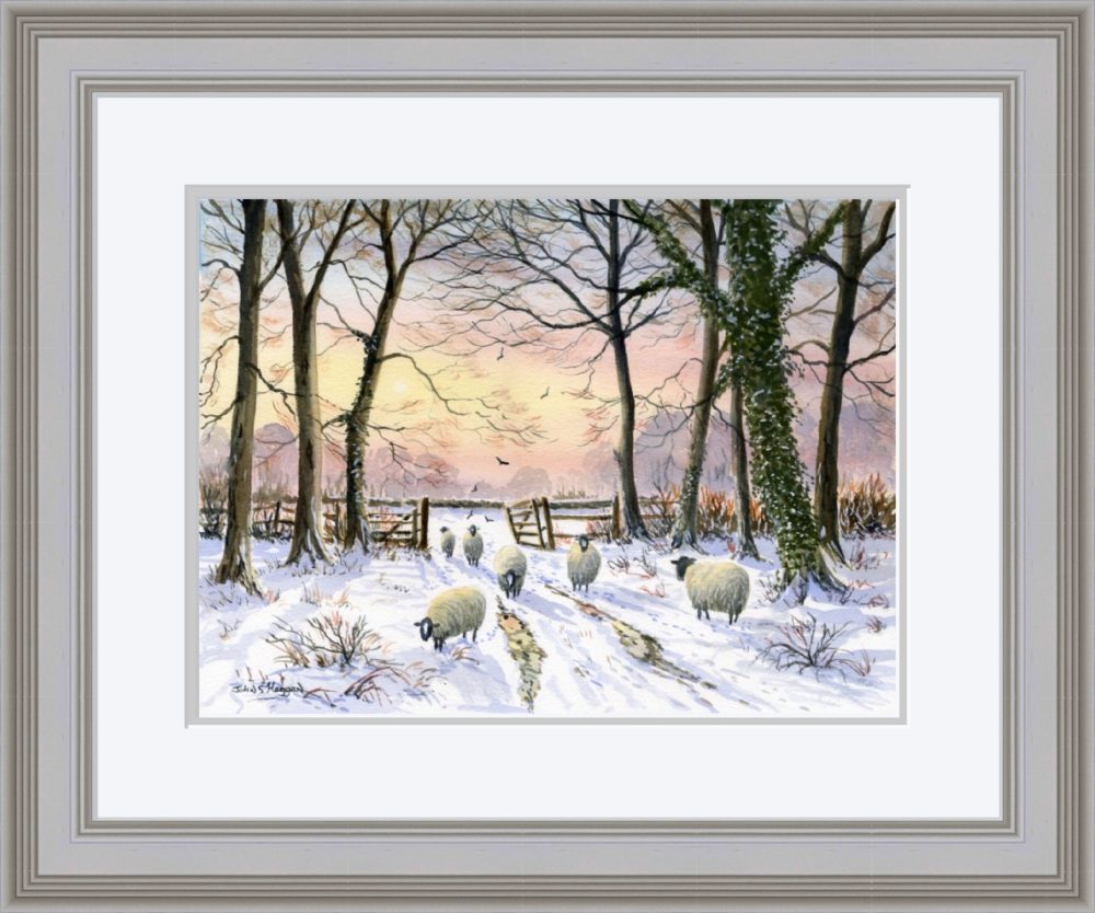 Woodland Snow Print (Large) in Grey Frame
