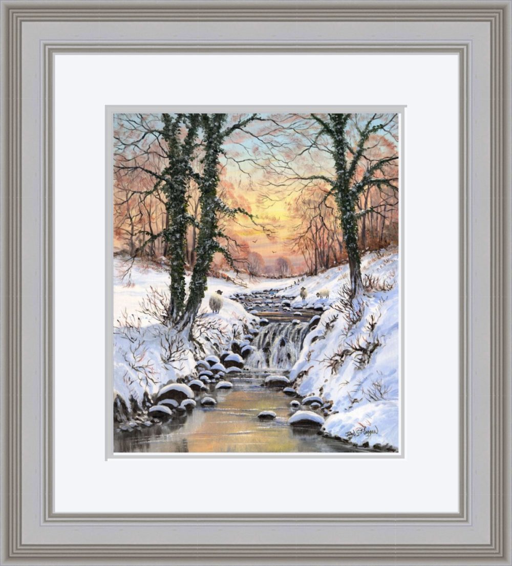 Winter Sunset Print (Large) in Grey Frame