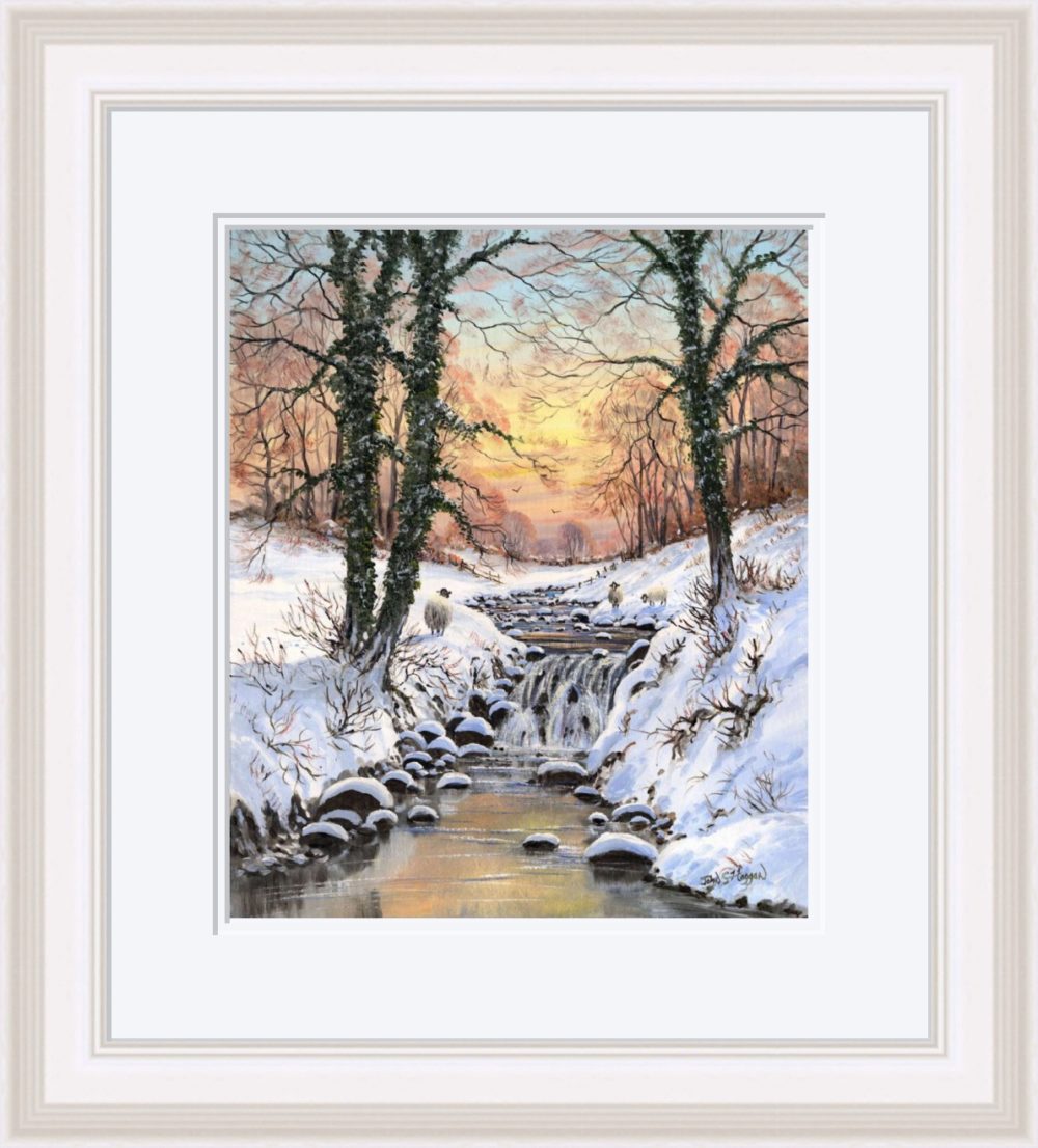 Winter Sunset Print (Large) in White Frame