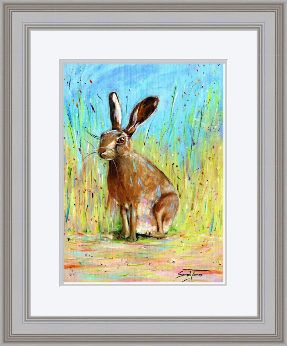 The Hare Print In Grey Frame