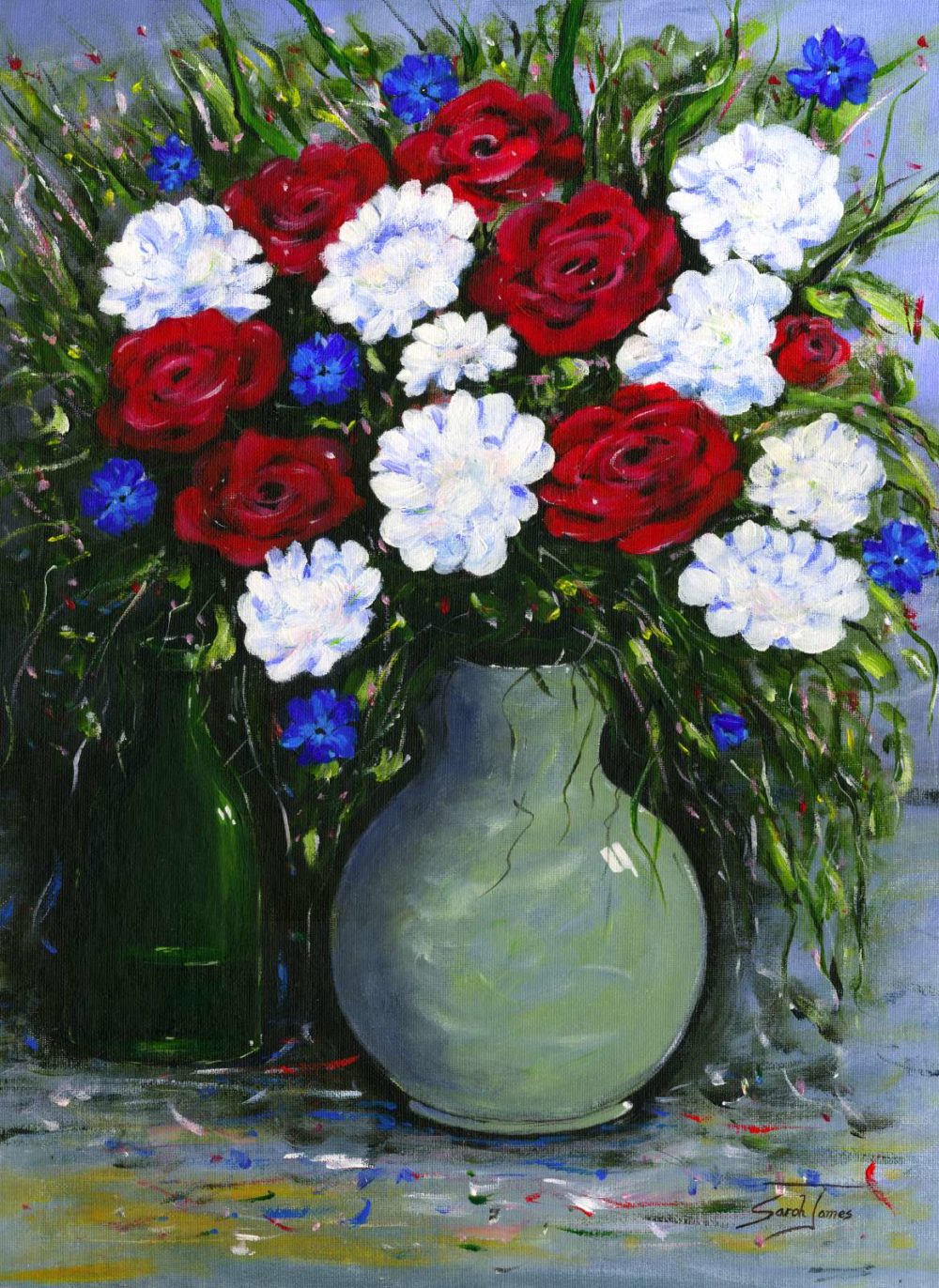 Cornflowers and Roses