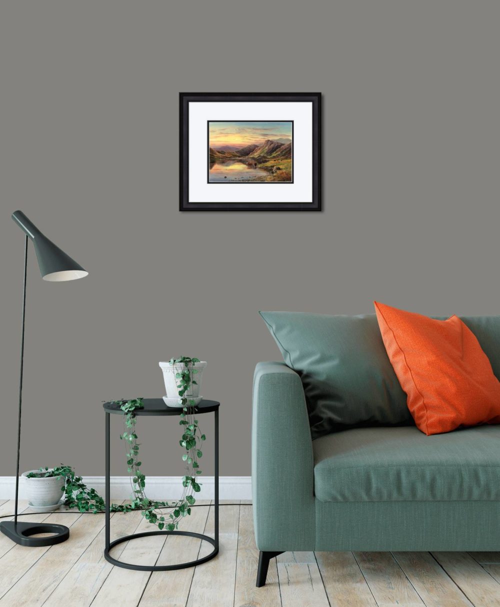 Highland Cattle Print (Small) in Black Frame in Room