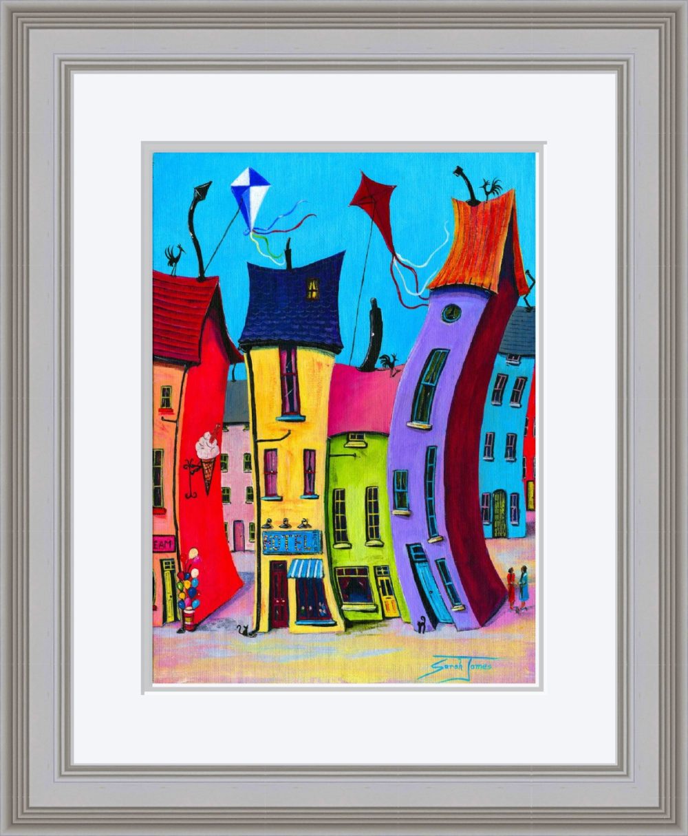 The City Dwellers Print In Grey Frame