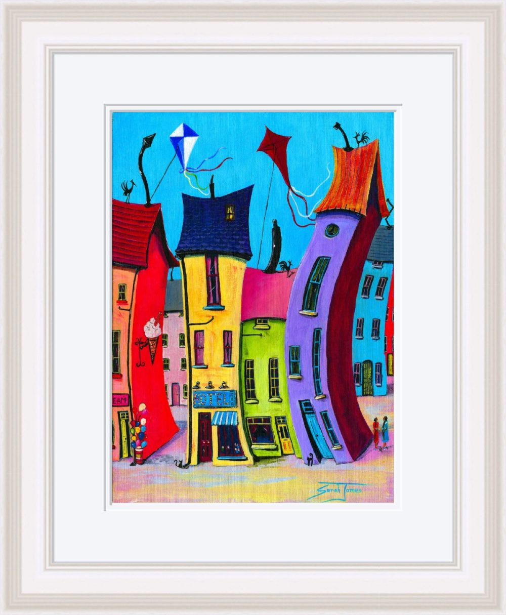 The City Dwellers Print In White Frame