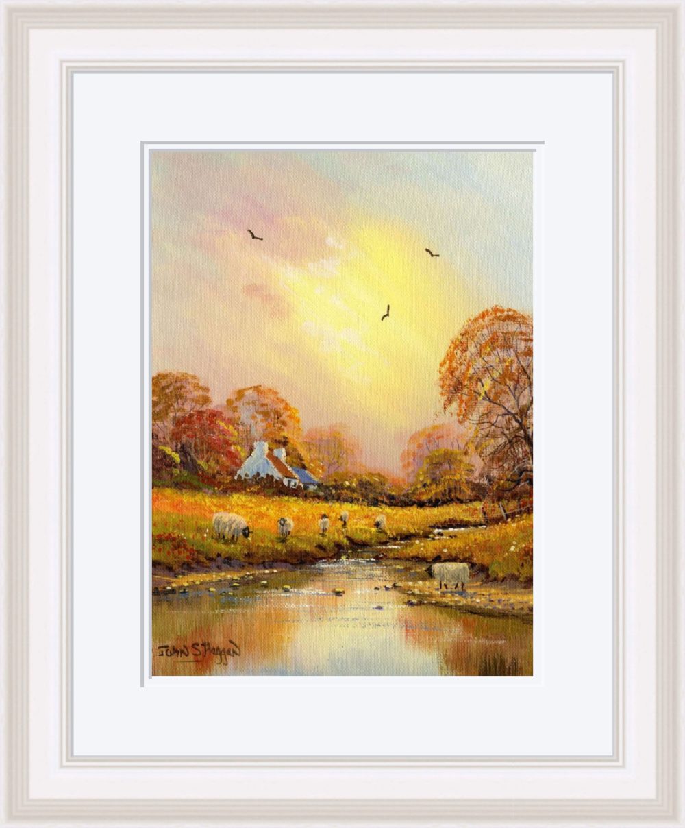 Autumn Stream Print (Large) in White Frame