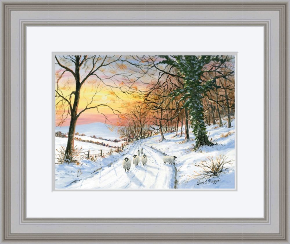Winter Road Print (Large) in Grey Frame