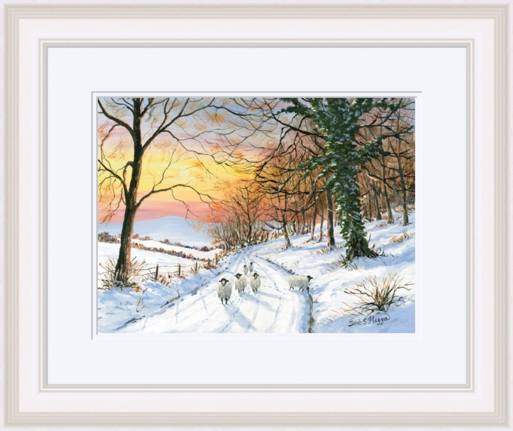 Winter Road Print (Large) in White Frame