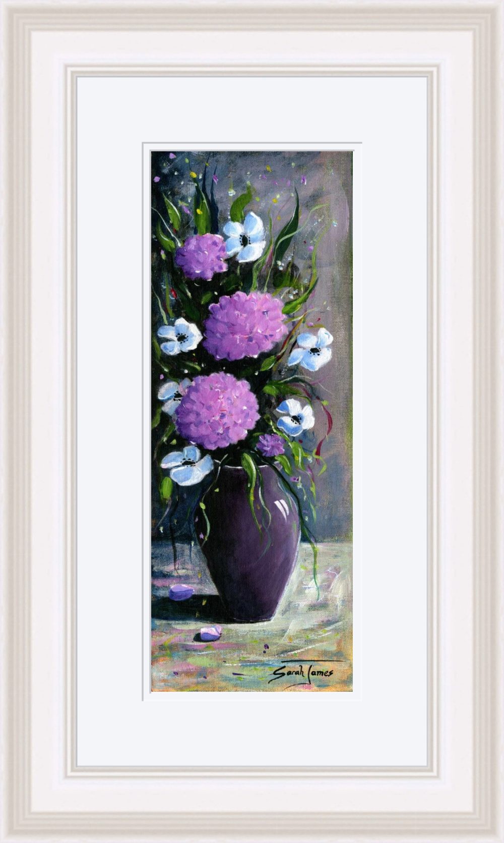 The Plum Vase Print (Medium) In White Frame