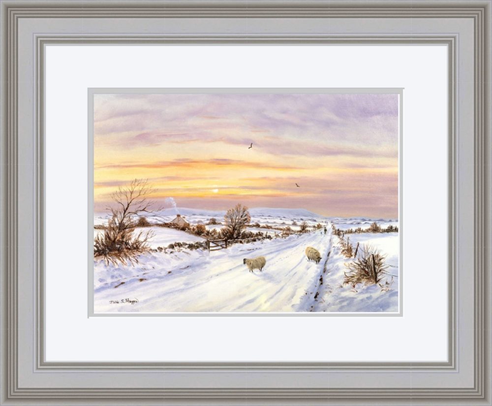 Winter Evening Near Slieve Gallion Print (Large) in Grey Frame