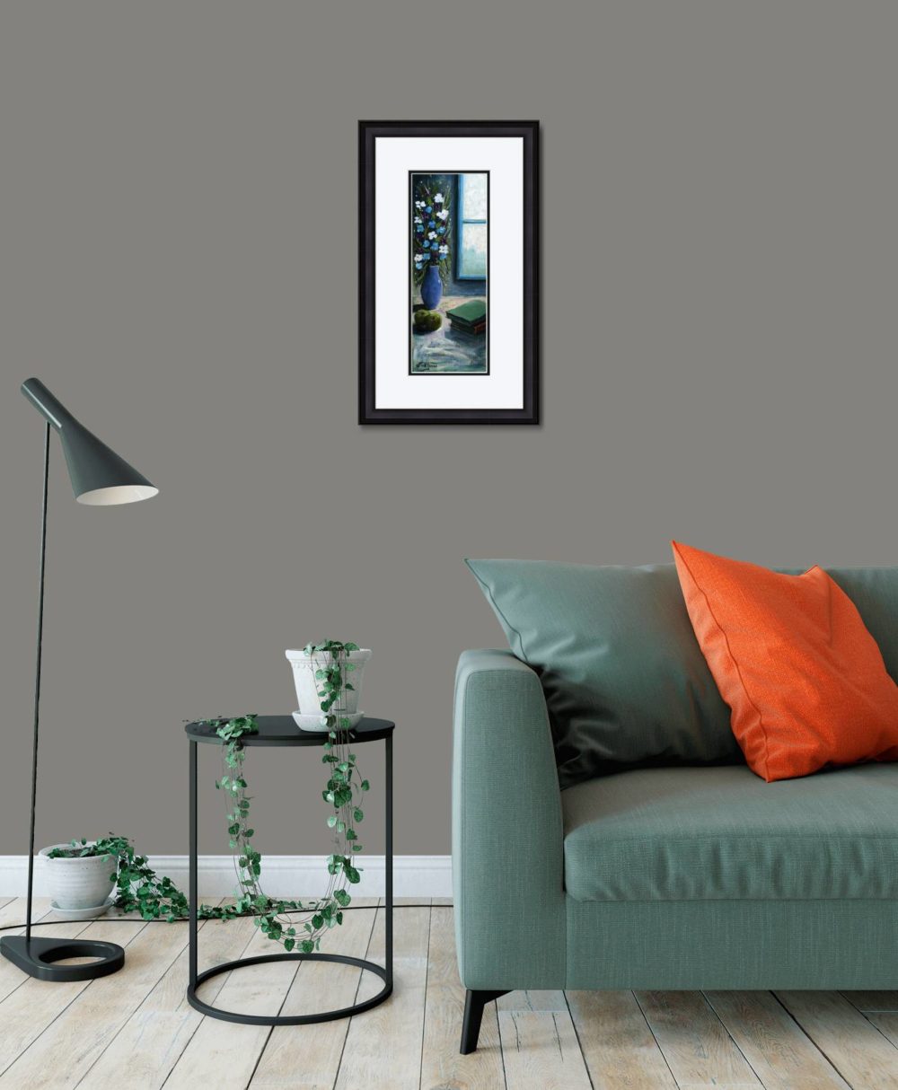 The Blue Window Print (Small) In Black Frame In Room
