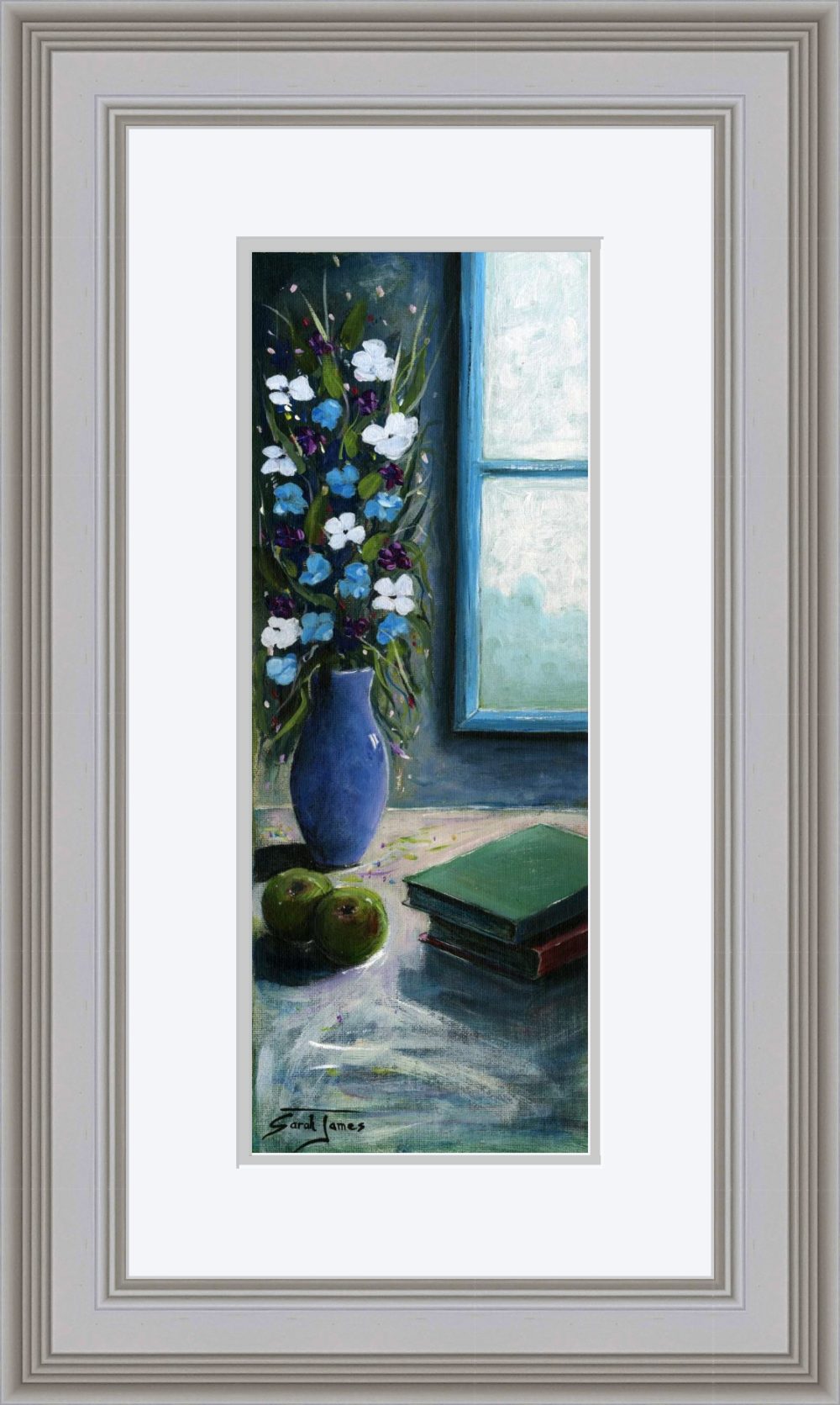 The Blue Window Print (Medium) In Grey Frame