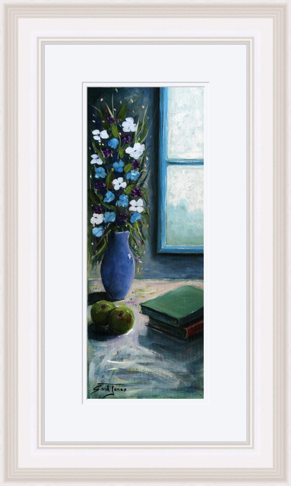 The Blue Window Print (Medium) In White Frame