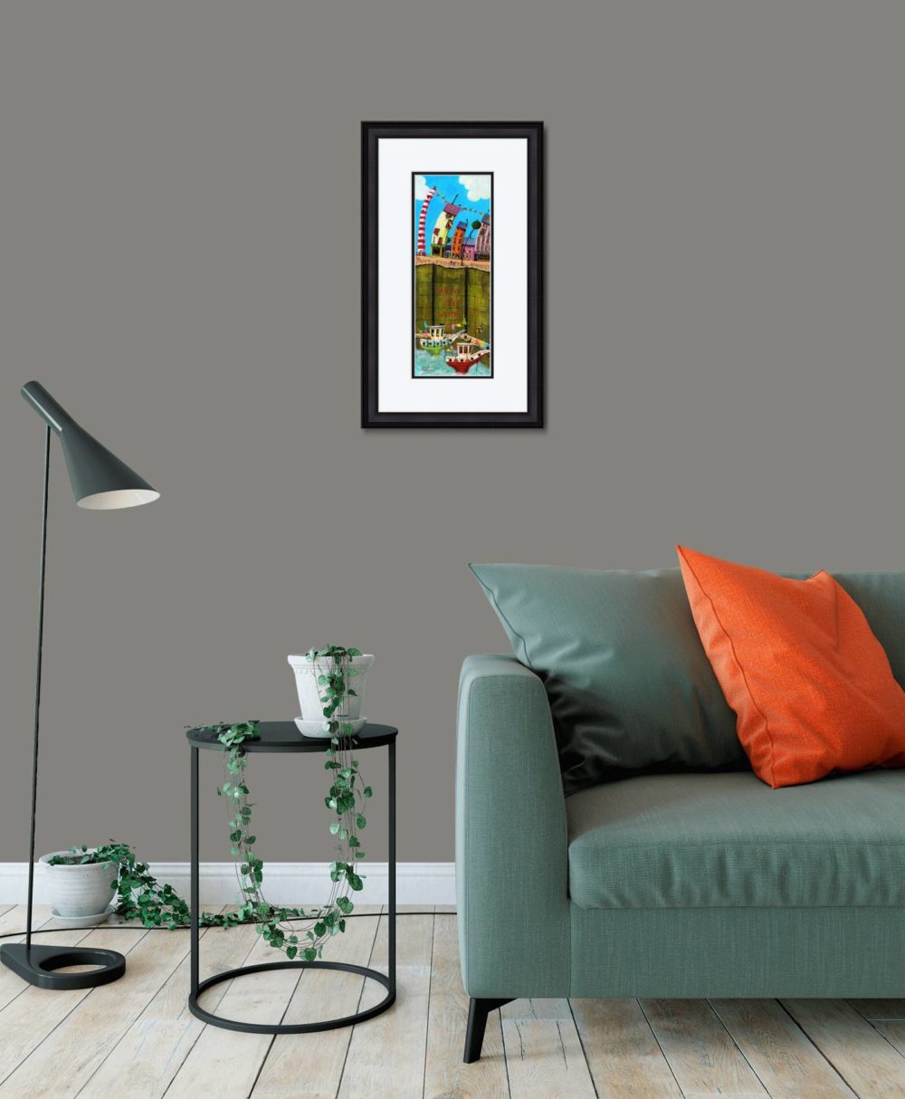 Day Trippers Print (Small) In Black Frame In Room
