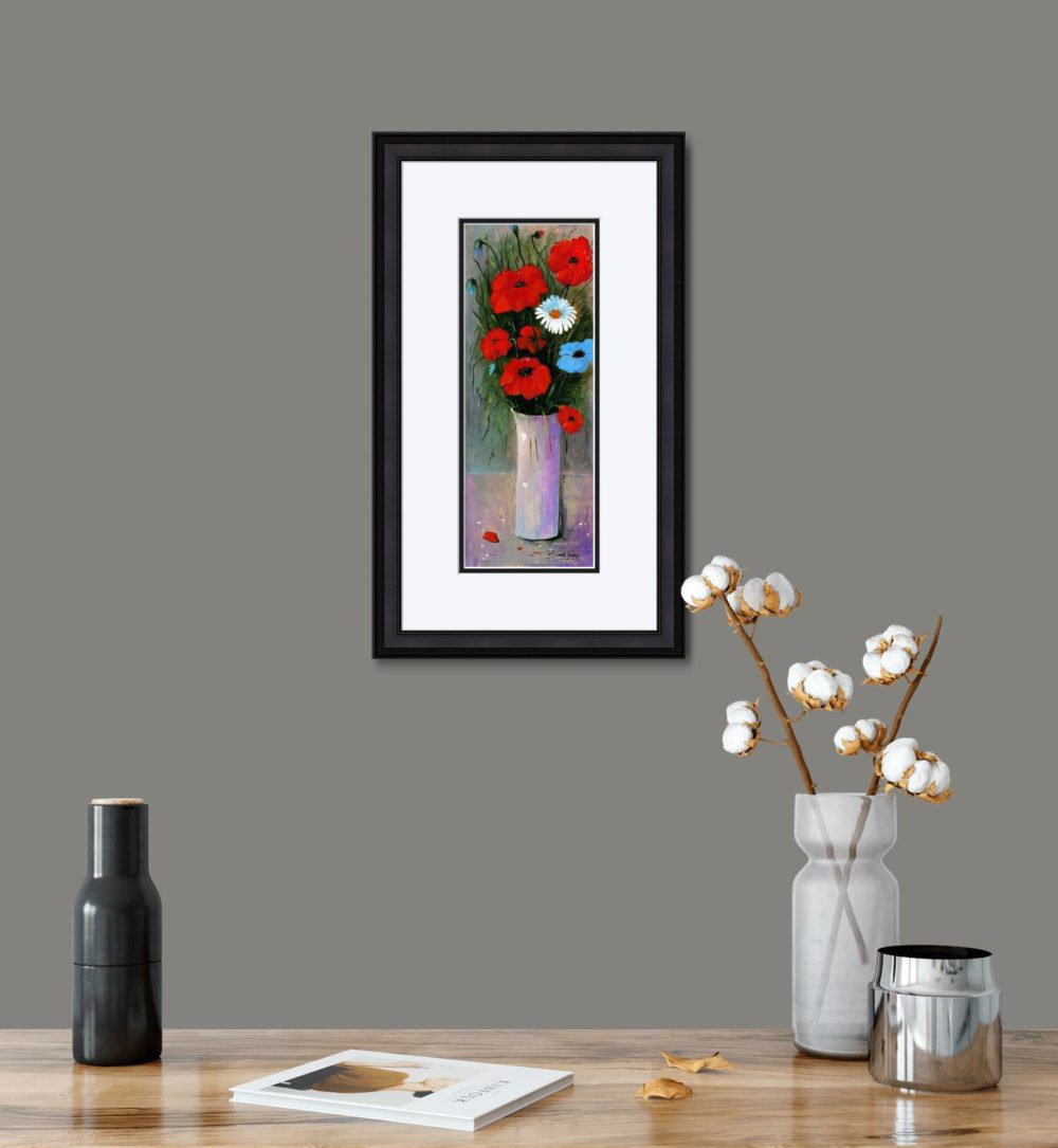 Summer Bouquet Print (Small) in Black Frame in Room