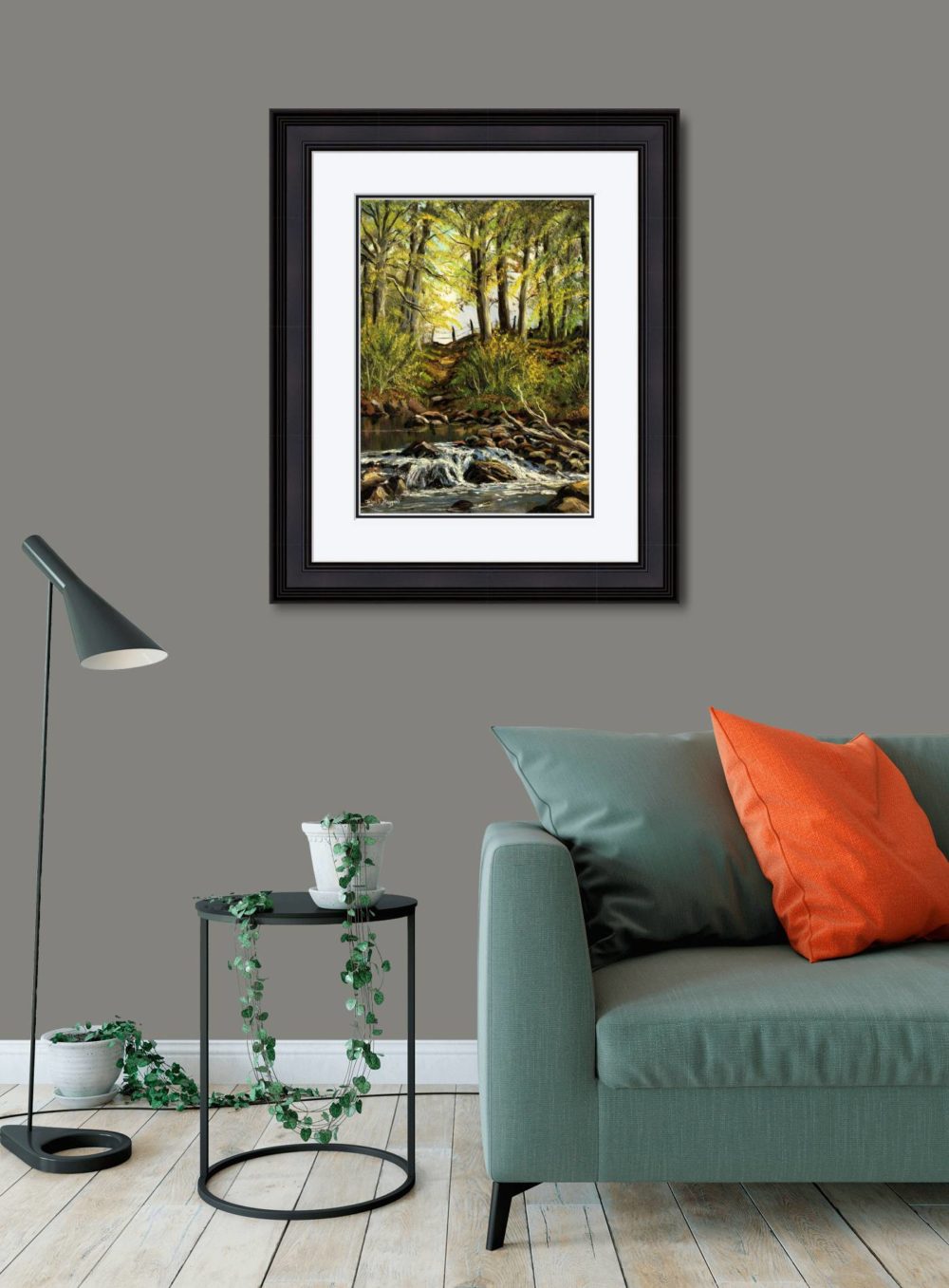 Stream At Willbrook Print (Large) in Black Frame in Room