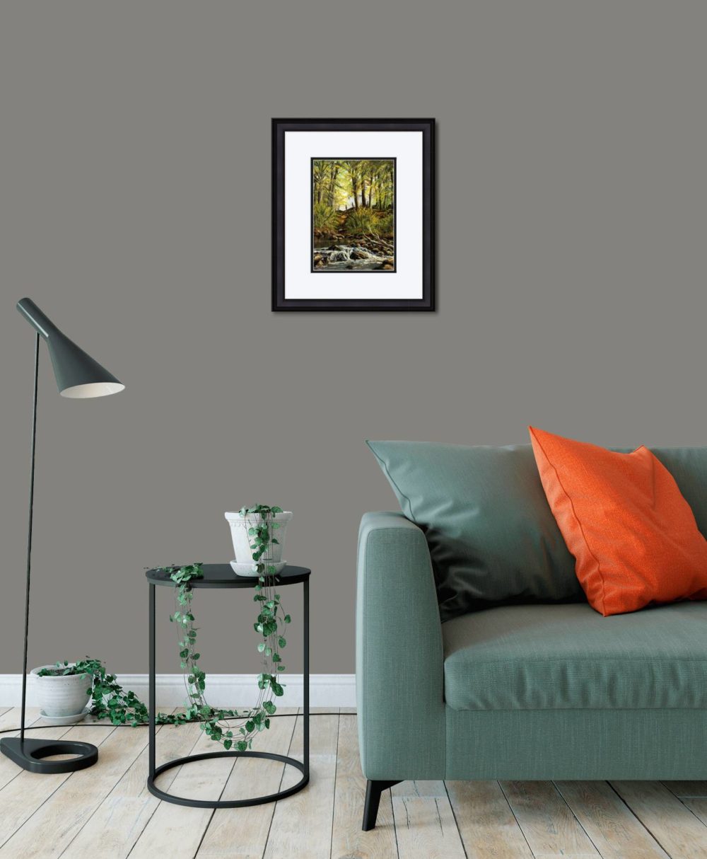 Stream At Willbrook Print (Small) in Black Frame in Room