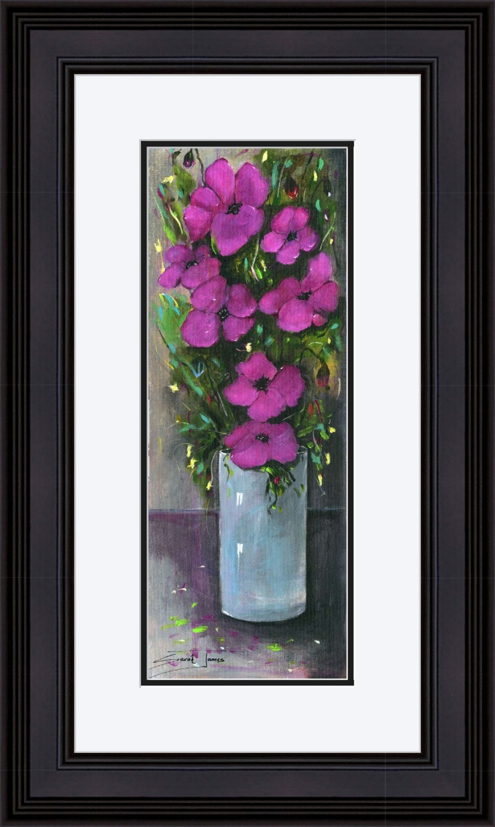 Purple Flowers Print (Medium) in Black Frame