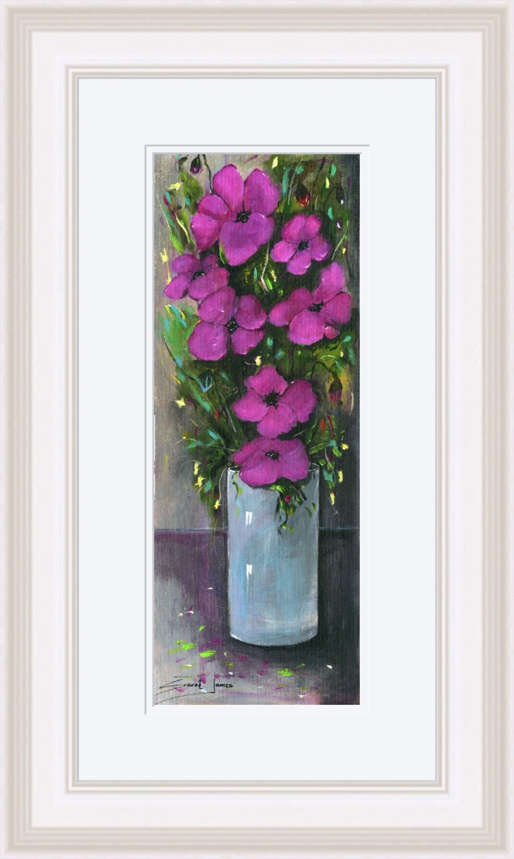 Purple Flowers Print (Medium) in White Frame