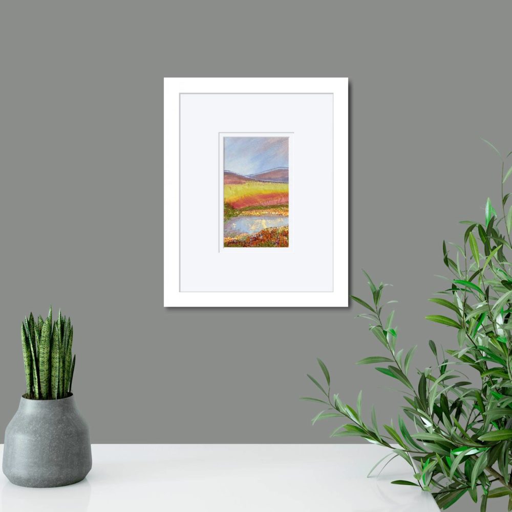 Amongst The Heather II in White Frame in room