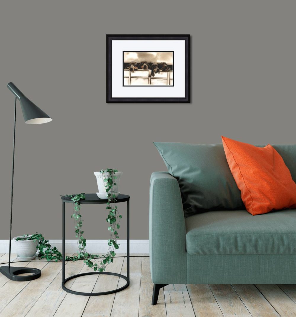 Hounds Print (Small) in Black Frame in Room