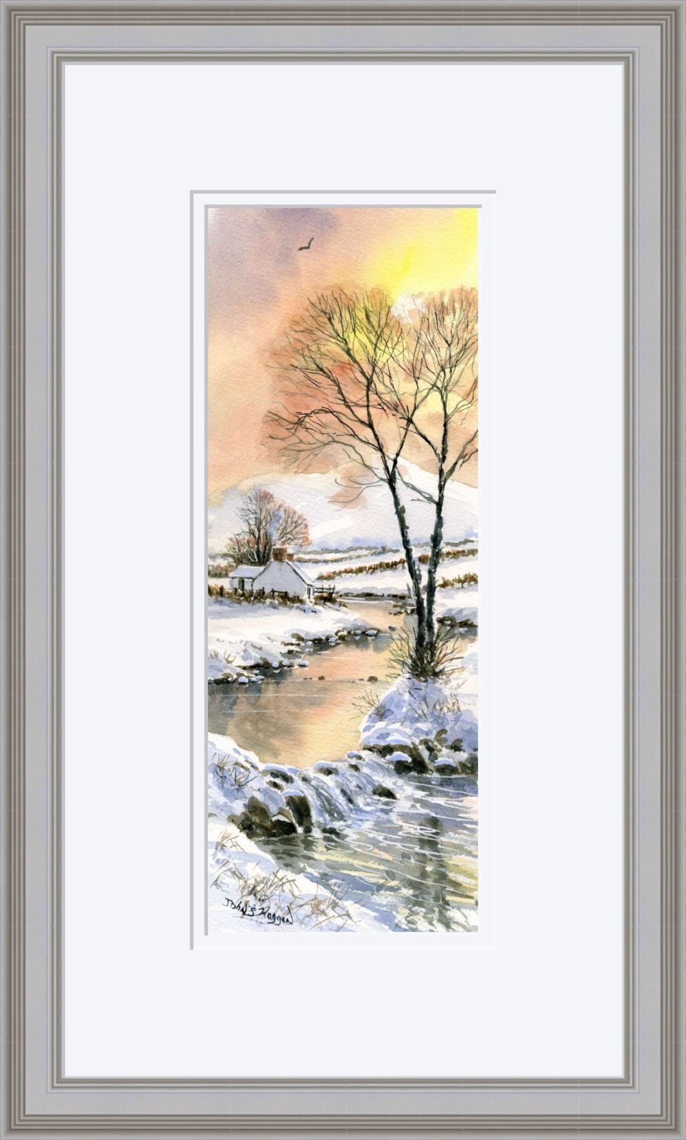 Winter Stream Print in Grey Frame