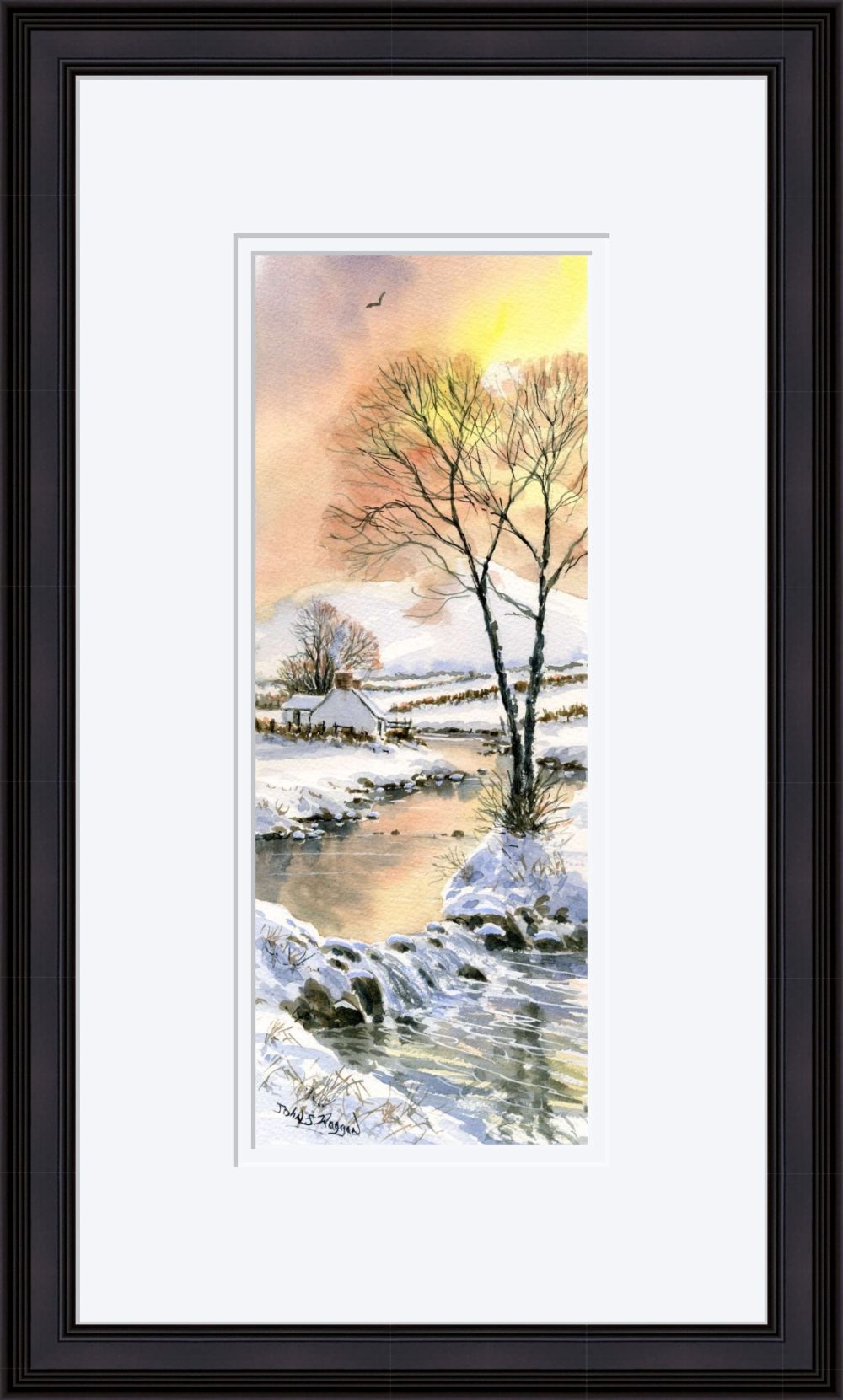 Winter Stream Print in Black Frame