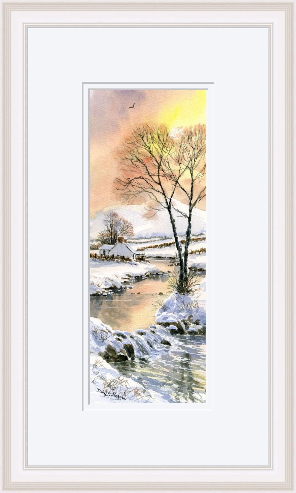 Winter Stream Print in White Frame