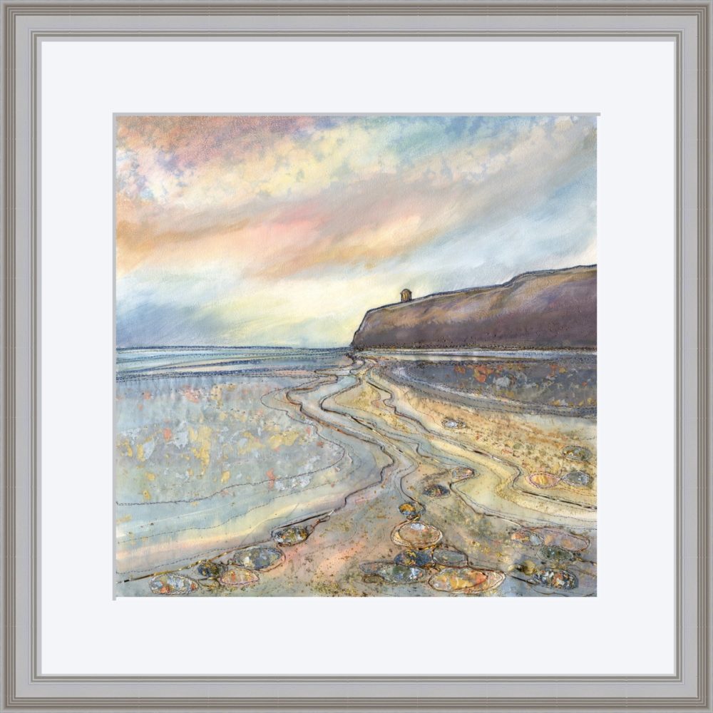 Downhill Beach Print in Grey Frame