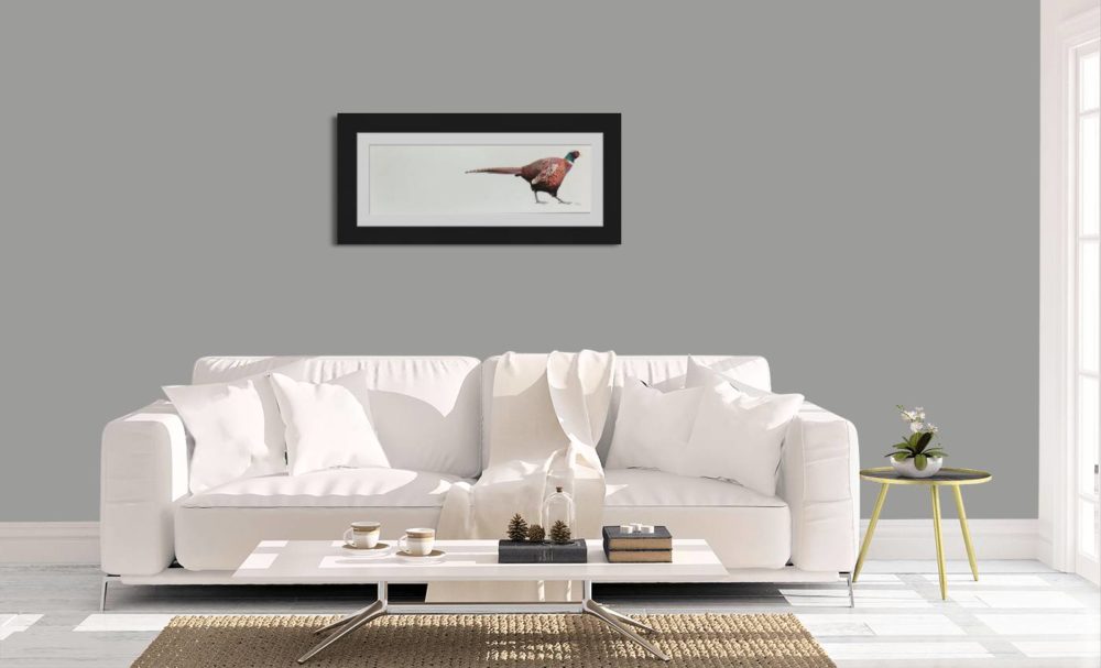 Pheasant in Black Frame in room