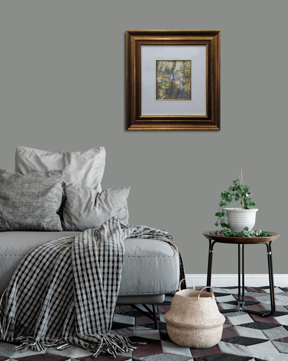 The Lady In The Garden In Gold Frame In Room