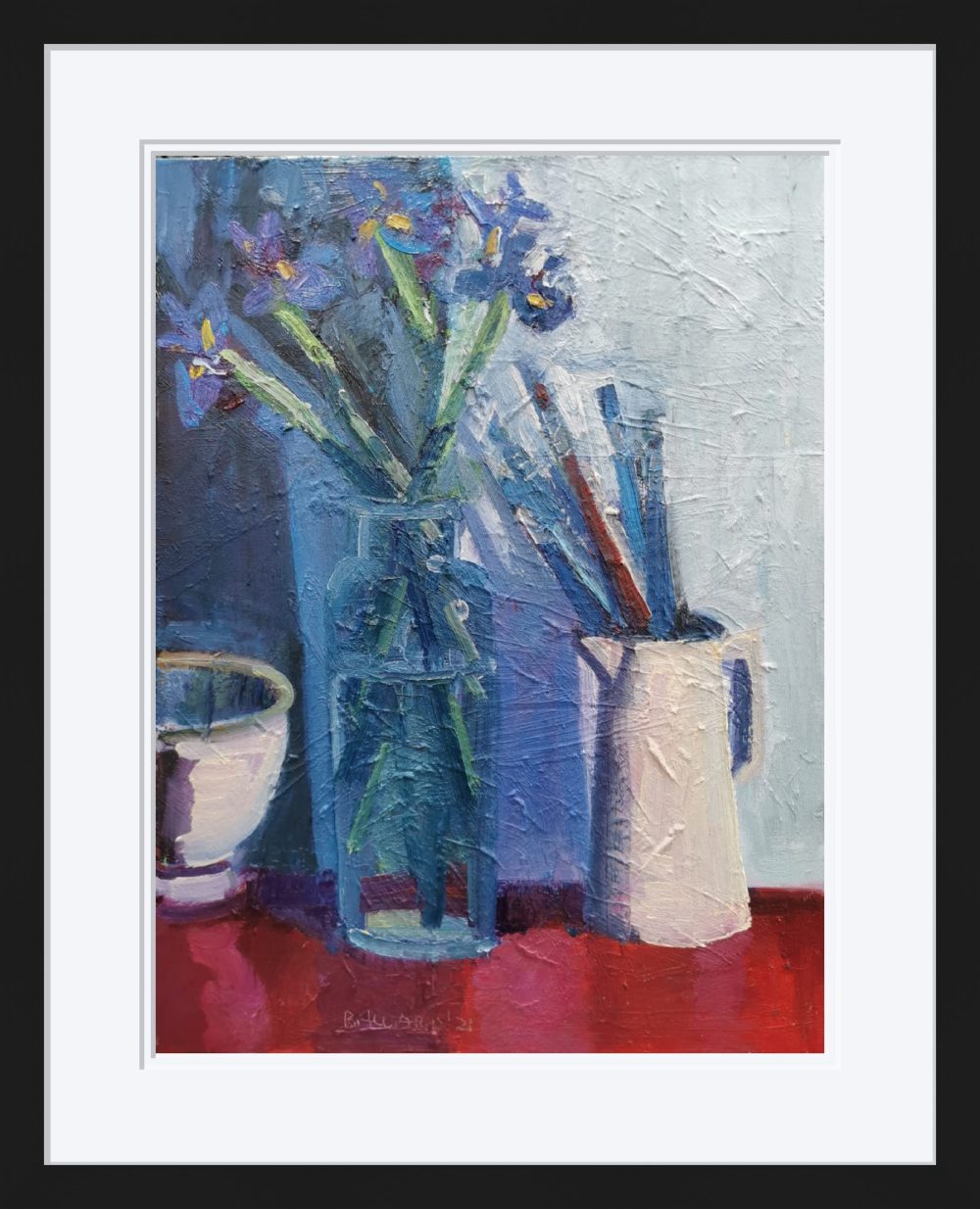 Brushes With Irises In Black Frame