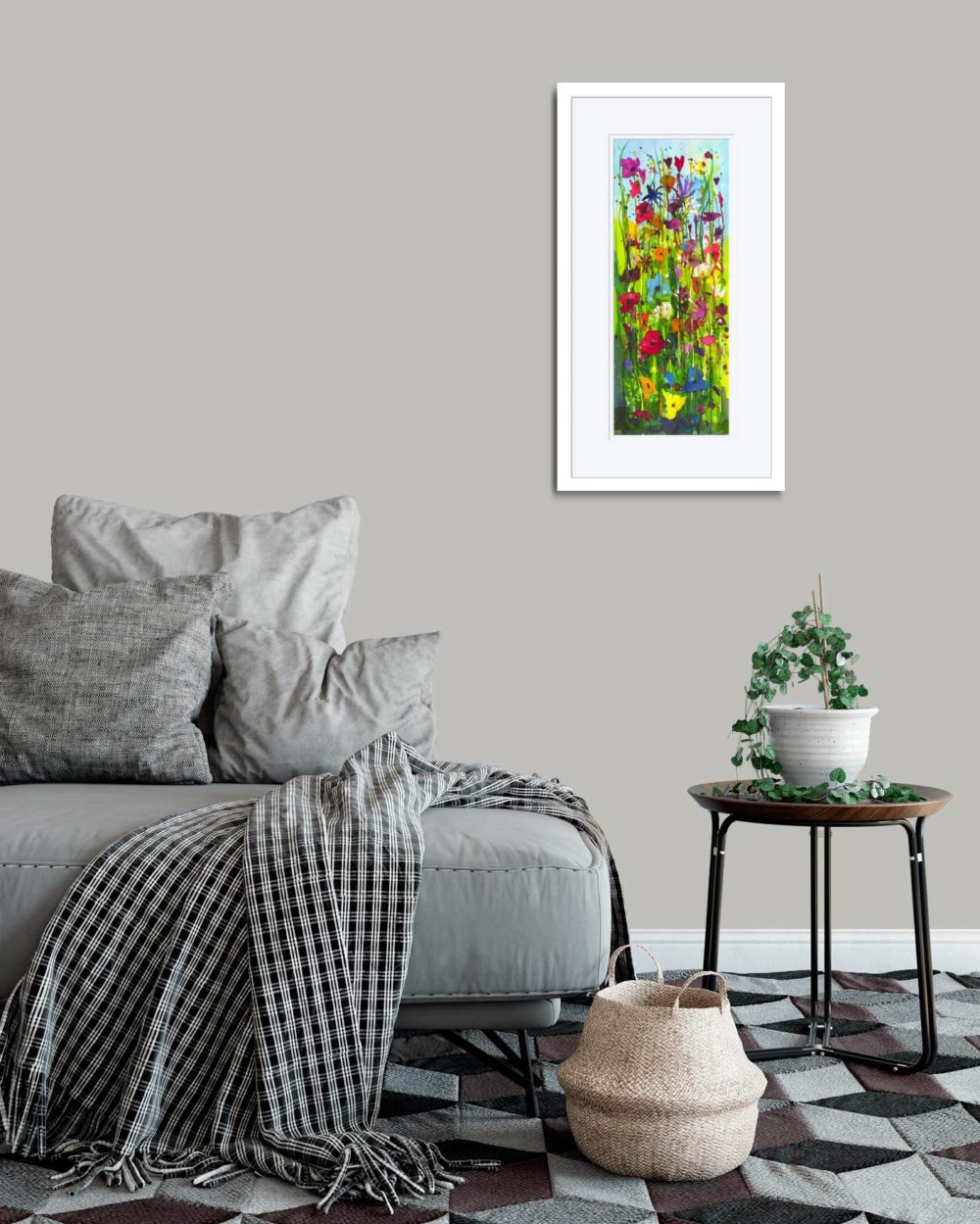 Meadow Flora III Print In White Frame In Room