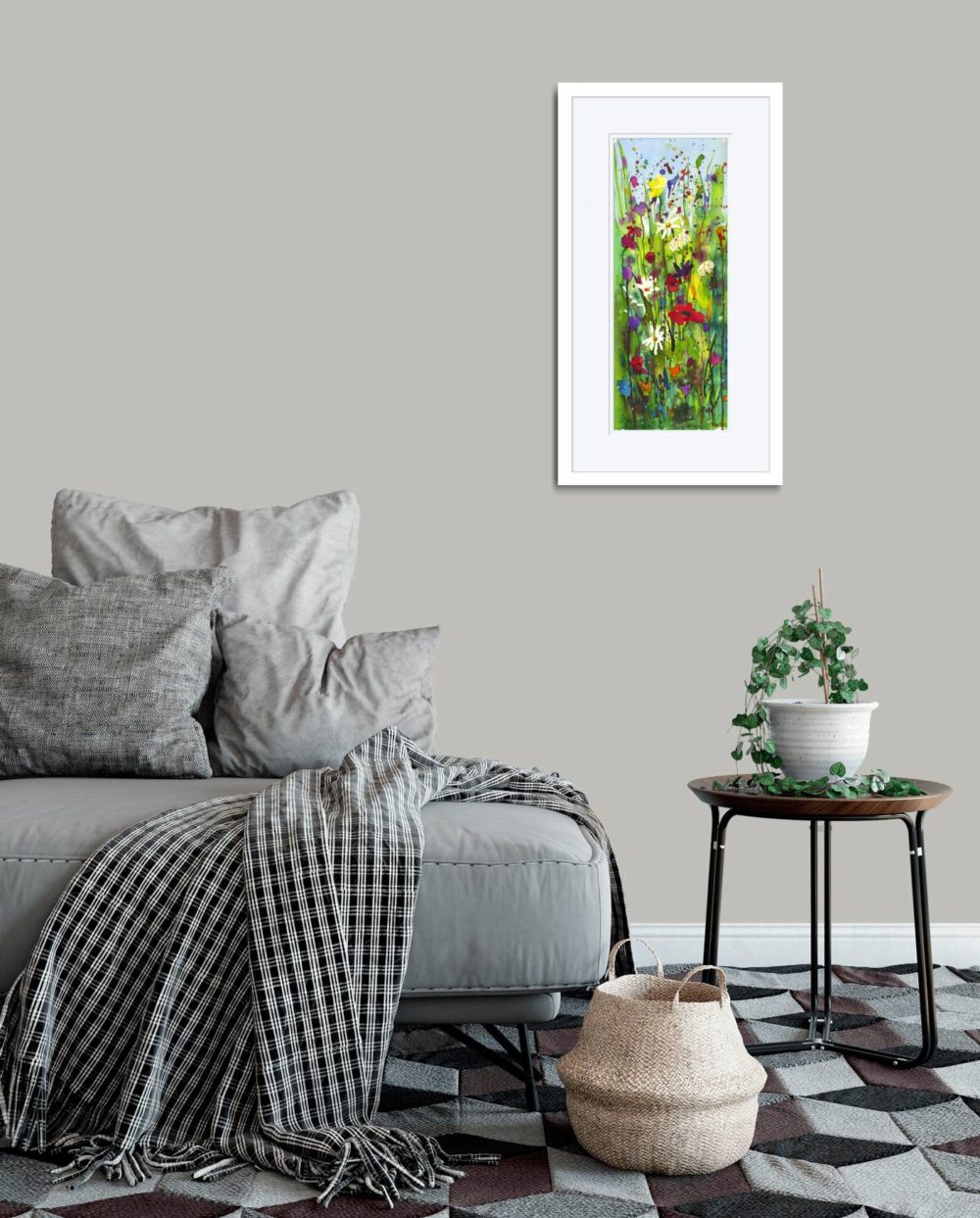 Meadow Flora In White Frame In Room