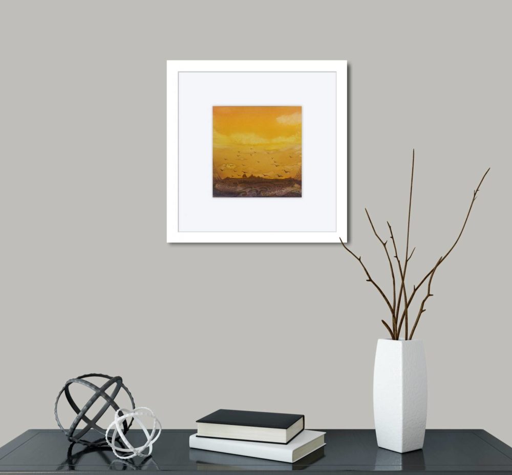 Chorus In A Yellow Dawn In White Frame In Room