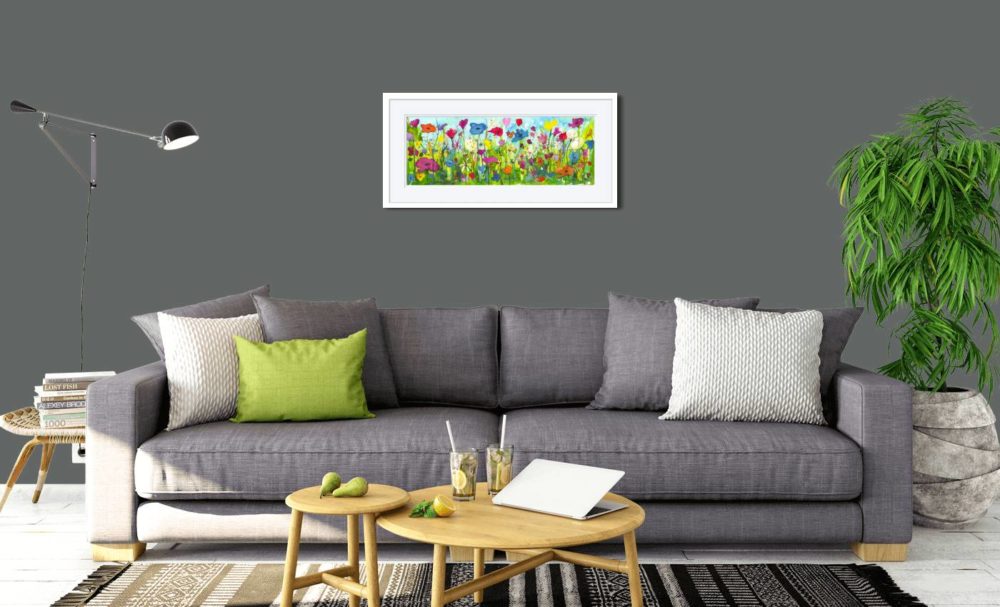 Summer Meadow Print In White Frame In Room
