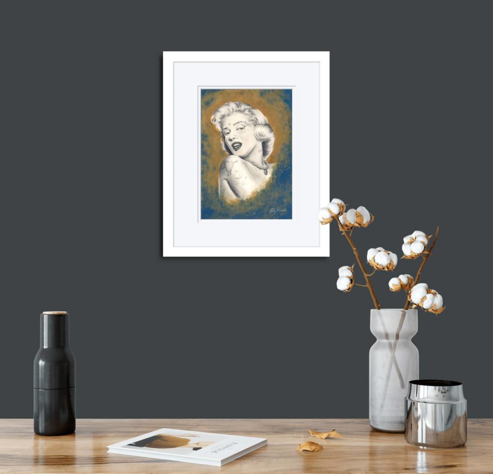 Marilyn Print In White Frame In Room
