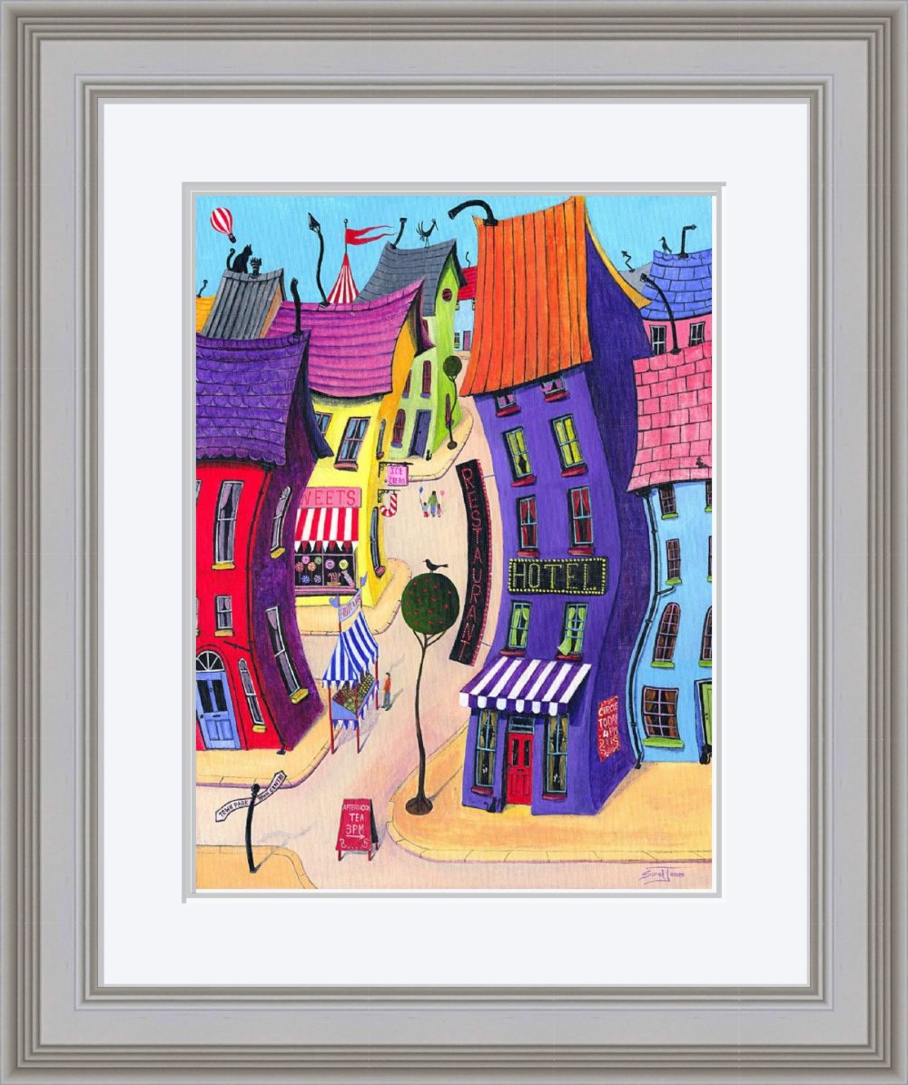 The Circus Comes To Town Print In Grey Frame