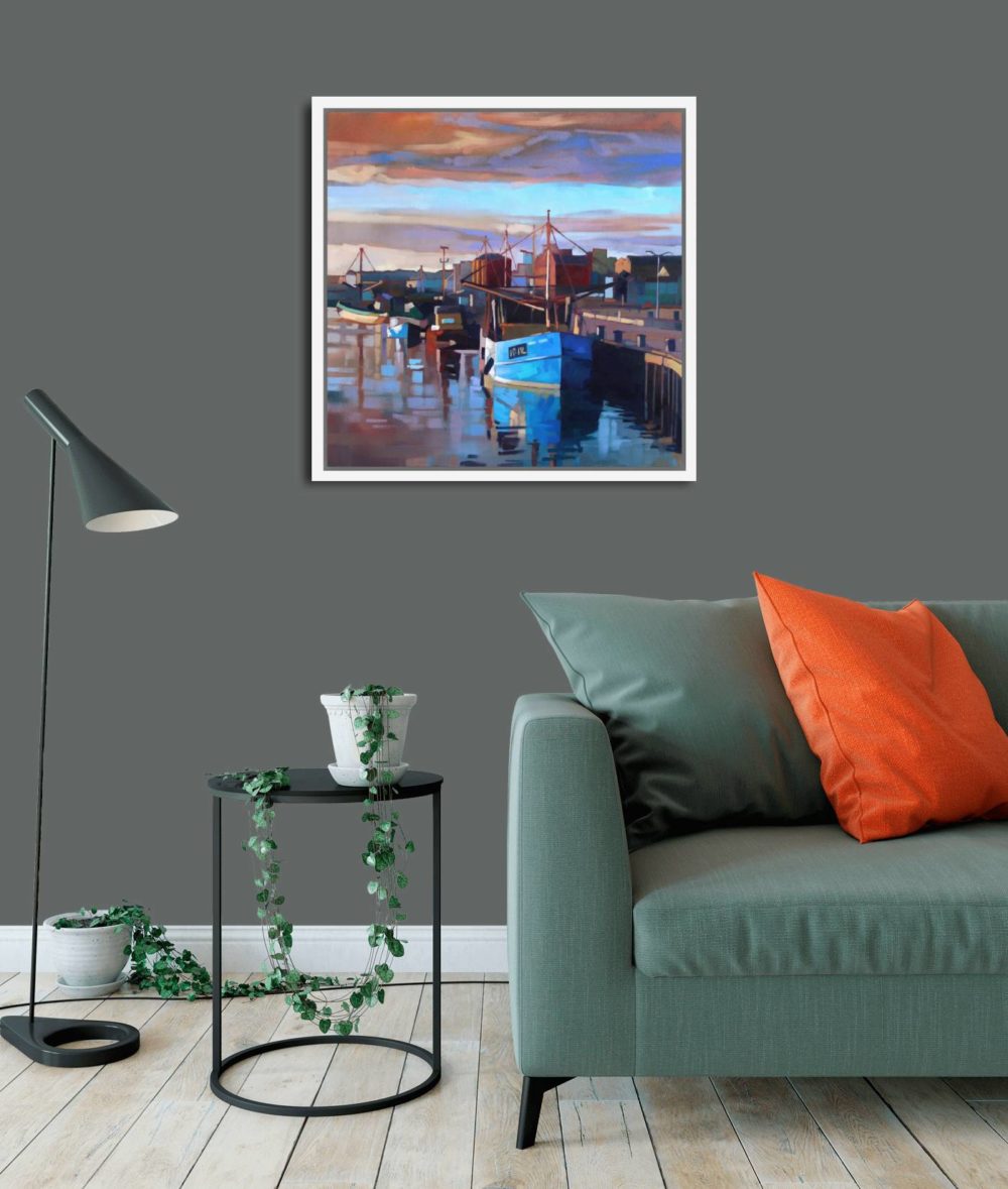 Wexford Harbour In White Float Frame In Room