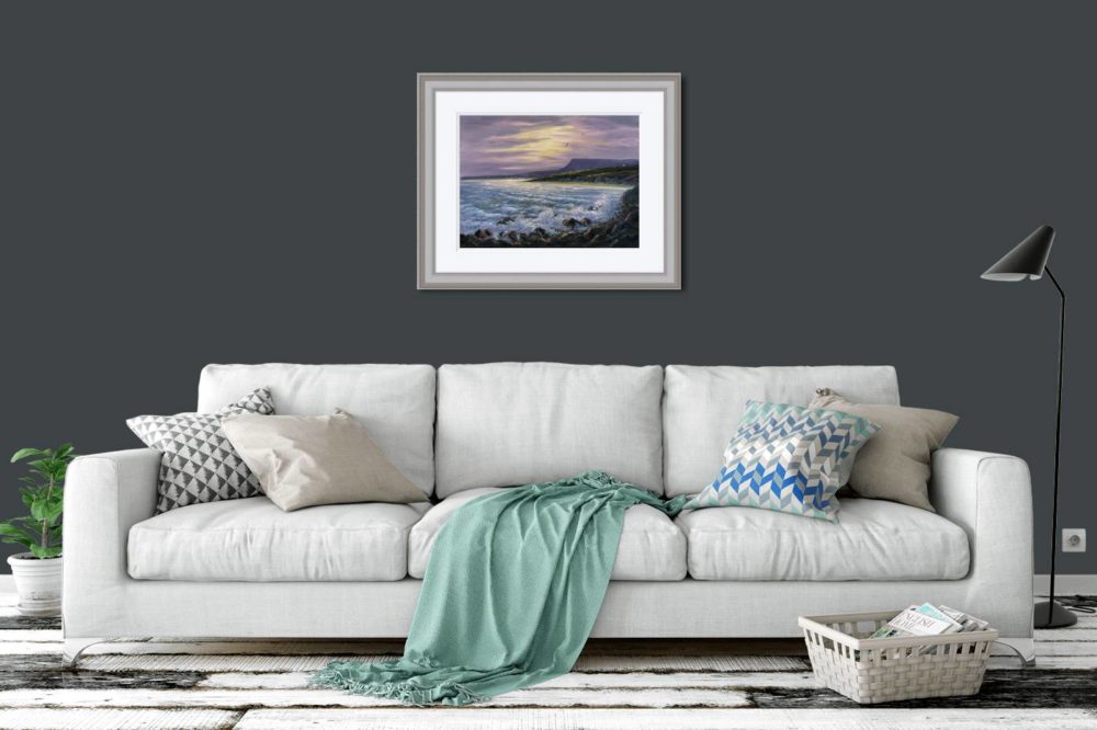 Benbulbin From Rosses Point Print (Large) In Grey Frame In Room