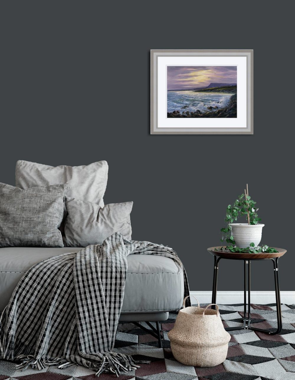 Benbulbin From Rosses Point Print (Small) In Grey Frame In Room