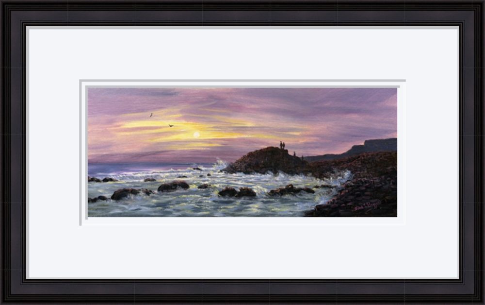 Last Light At The Causeway Print In Black Frame