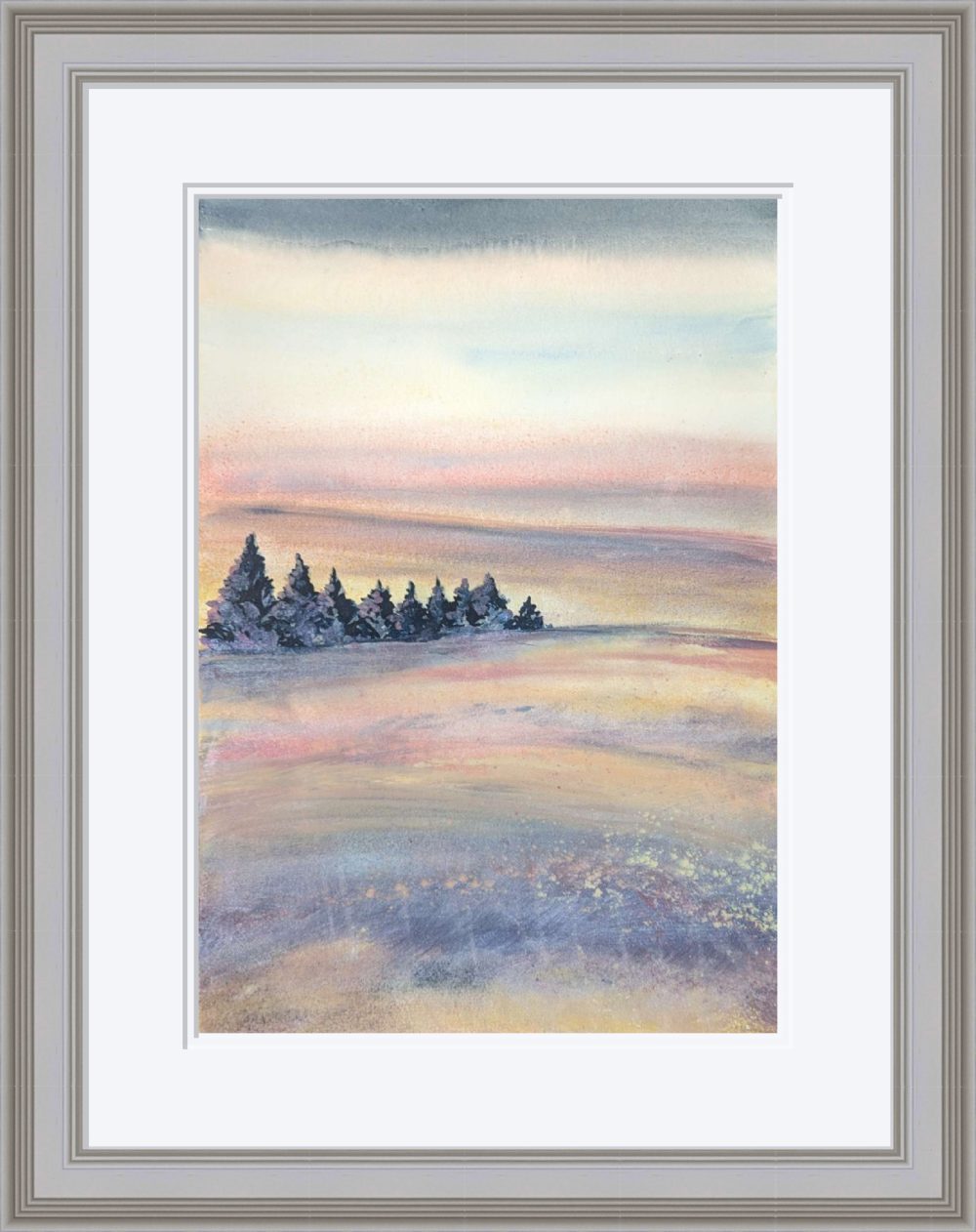 Forest Sunset In Grey Frame