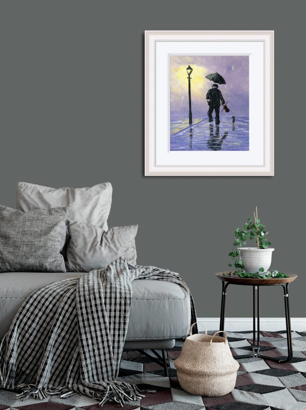 Raindrops Keep Falling Print (Large) In White Frame In Room