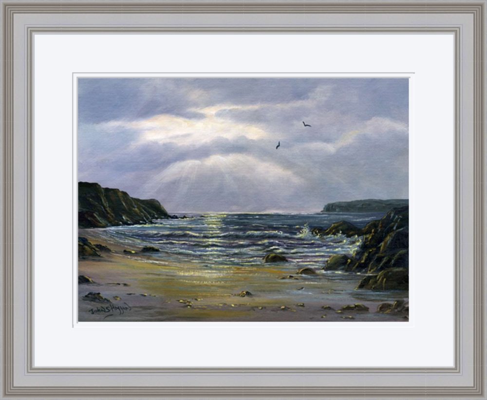 Evening On The North Coast Print In Grey Frame