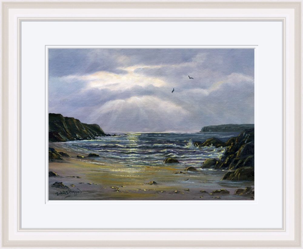 Evening On The North Coast Print In White Frame