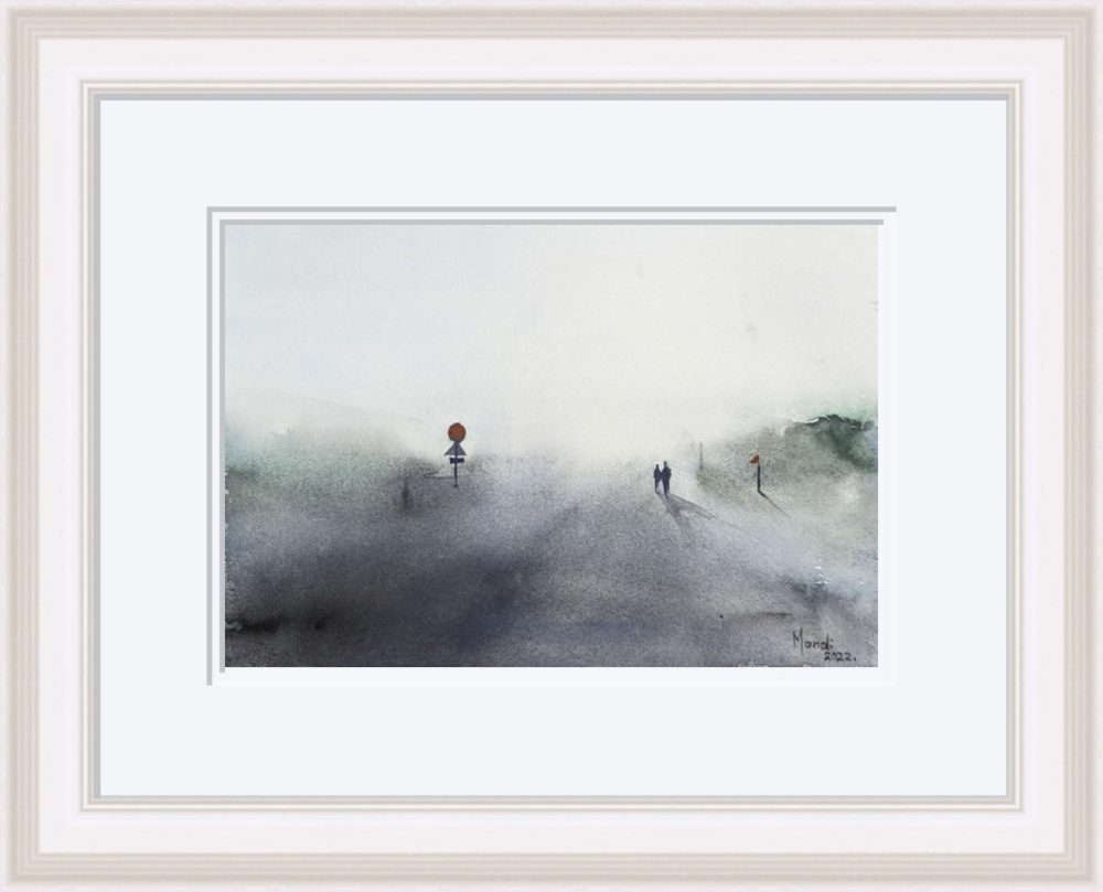 Misty Streets In White Frame