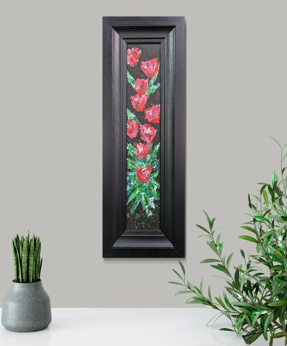 Roses In Black Frame In Room