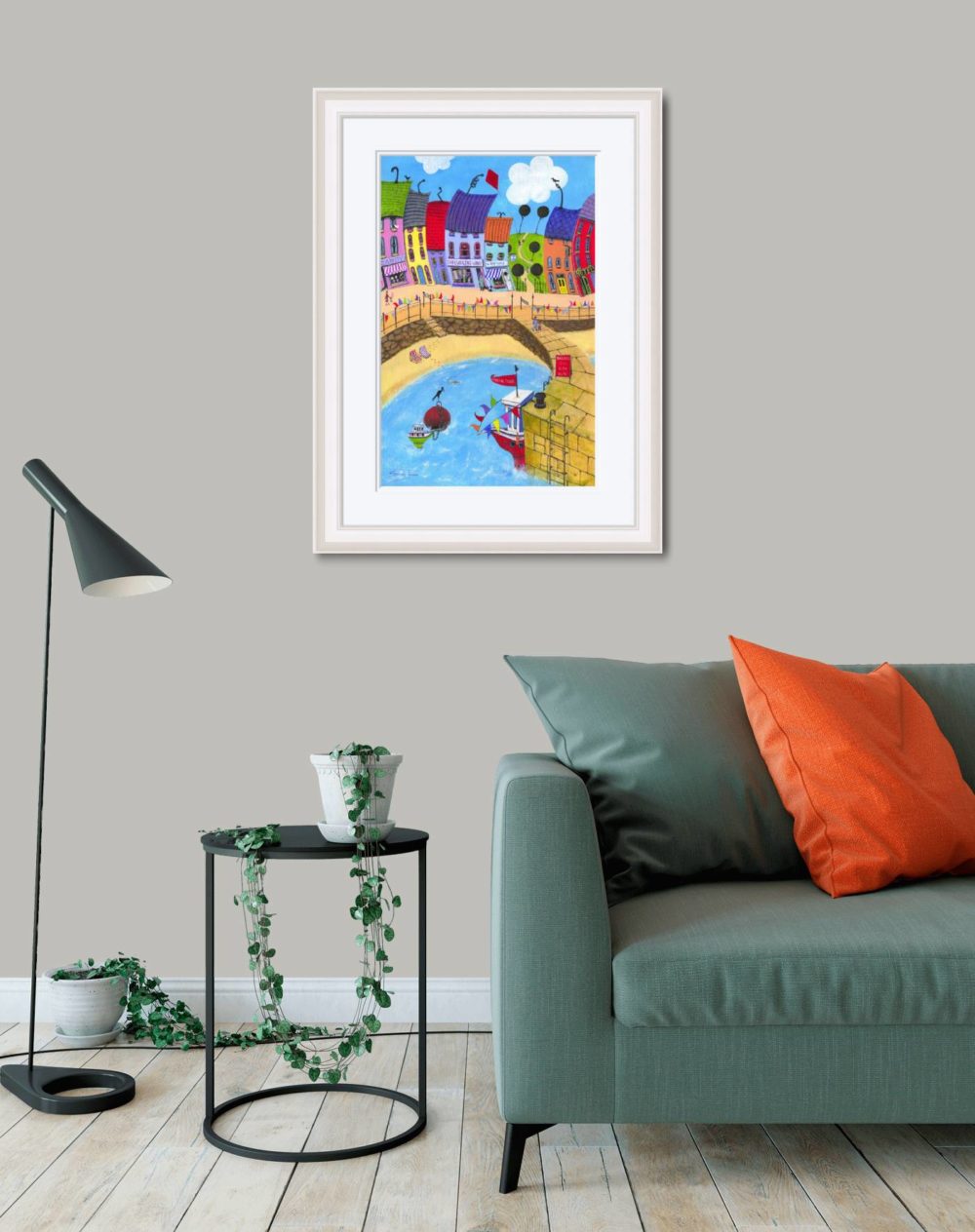 A Day At The Coast Print (Large) In White Frame In Room